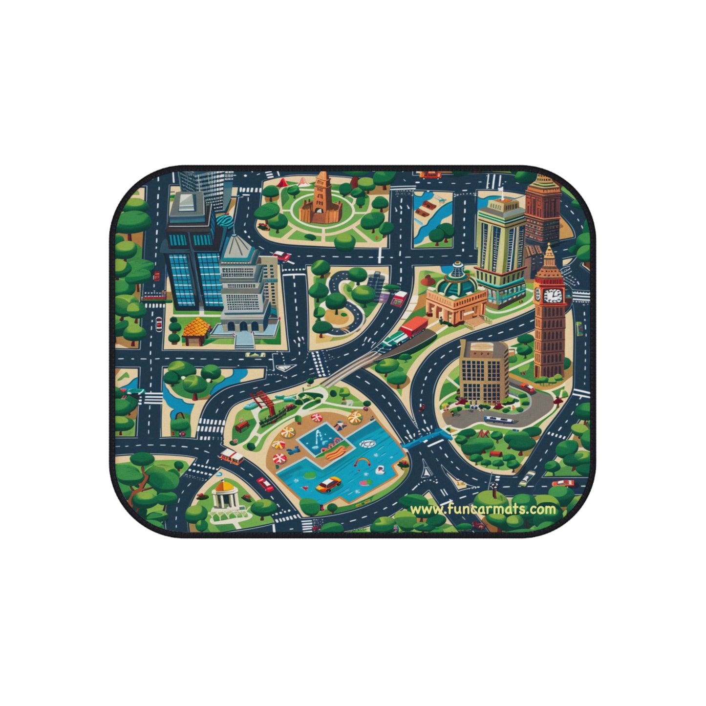 rear custom car mats - kids - roads and buildings