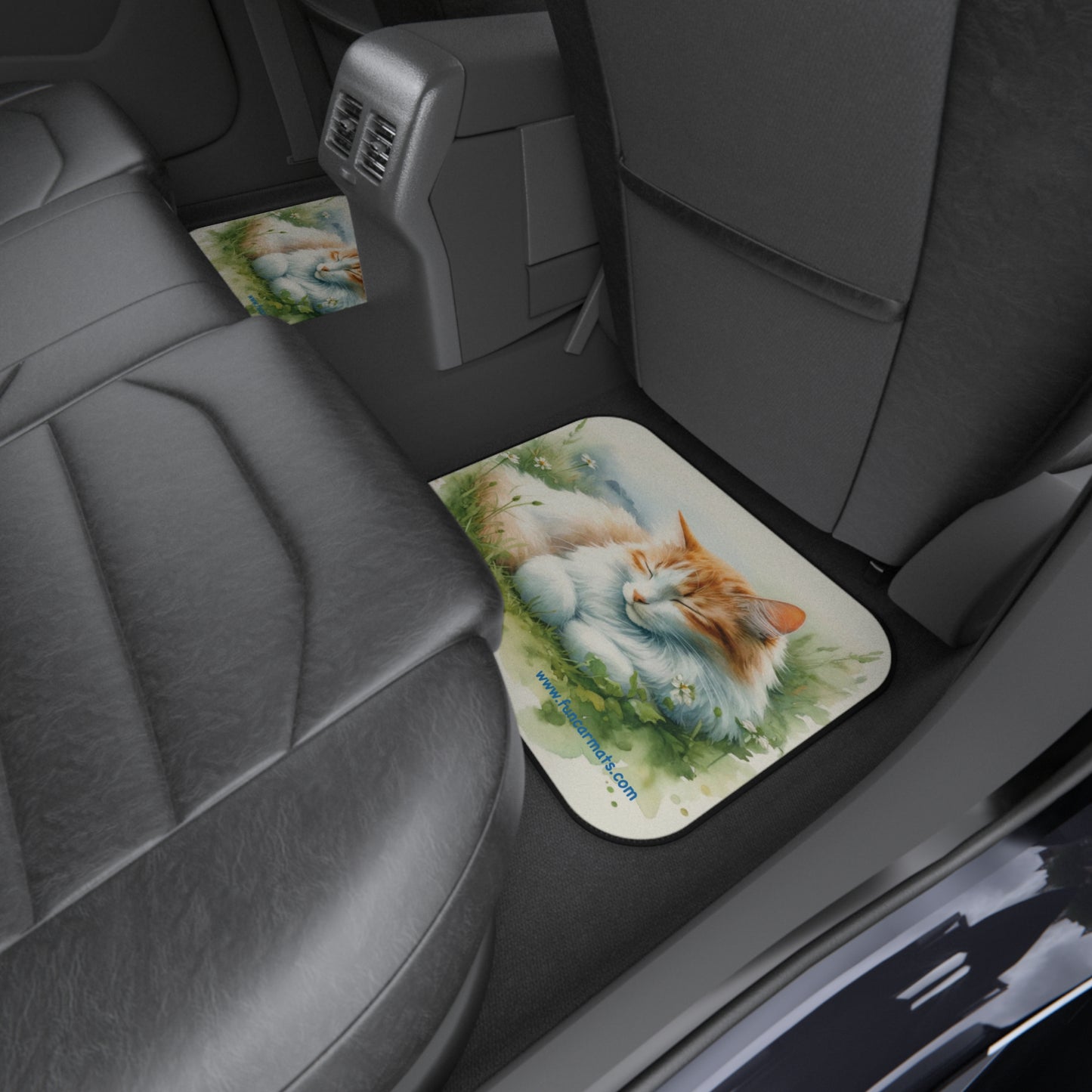 custom car mats - cat resting on the drag