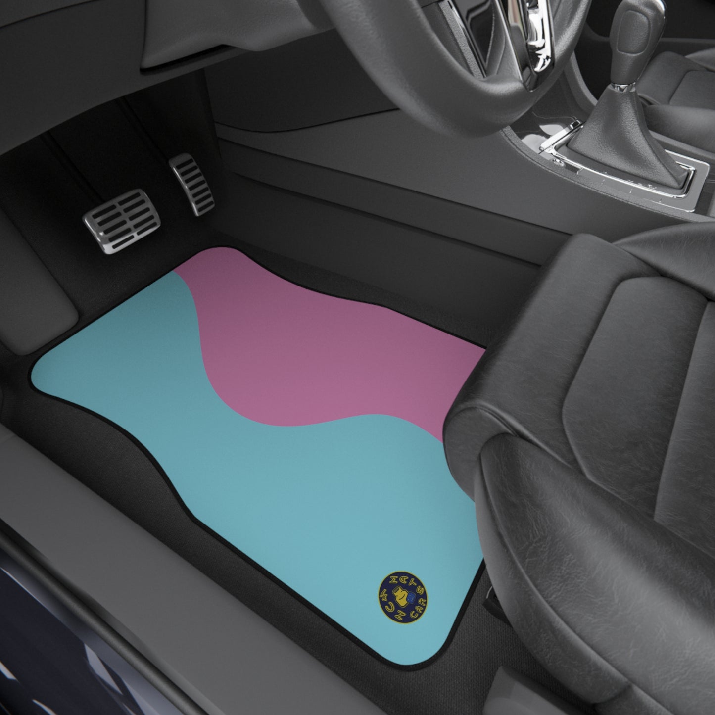 custom car mats - retro - pink and light blue
