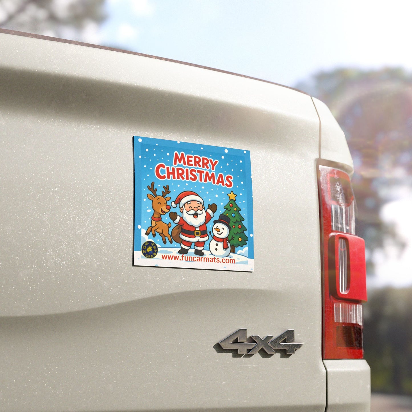 Festive Christmas Car Magnet - Santa, Reindeer, and Snowman Design