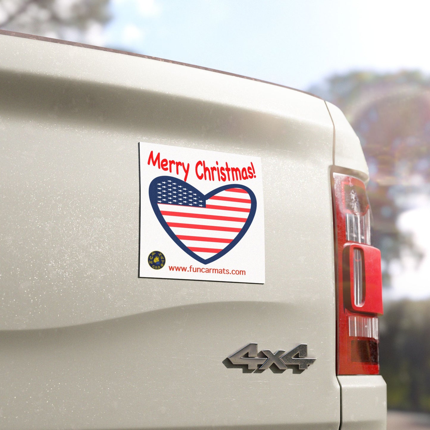 Festive American Flag Car Magnet - Merry Christmas Design
