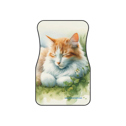 custom car mats - cat resting on the drag