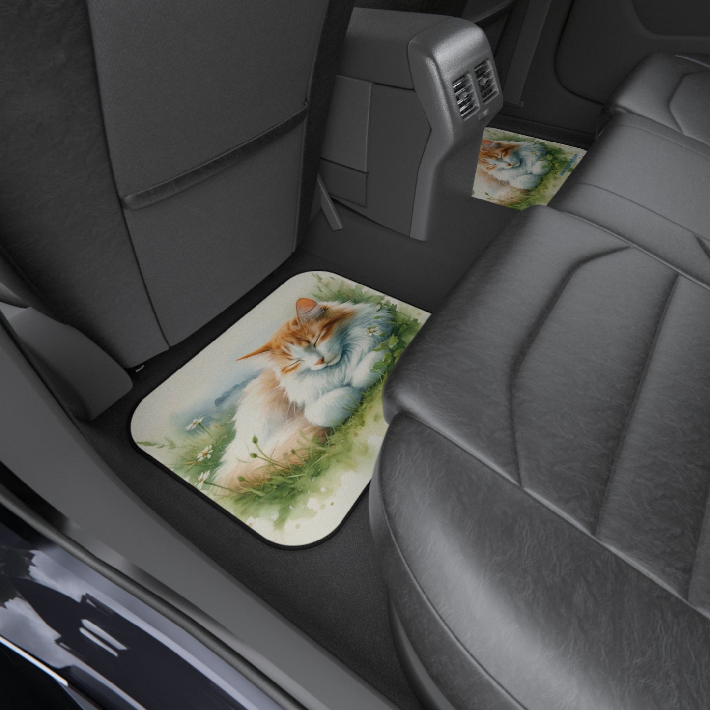 custom car mats - cat resting on the drag