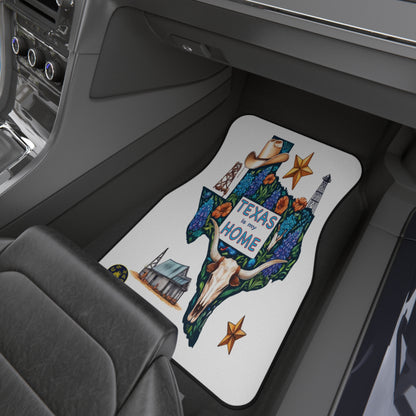 Custom Car Floor Mats (2x Front) - USA - "Texas is my Home" Design