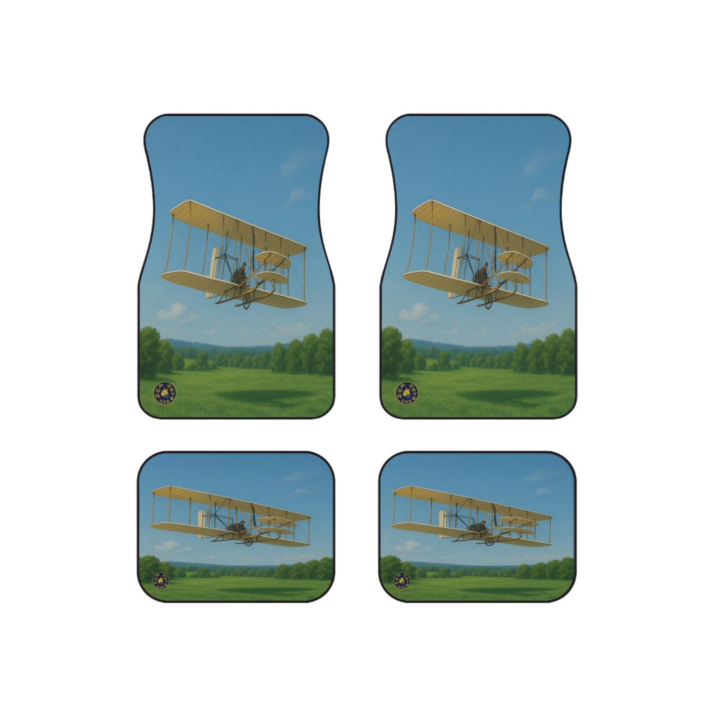Vintage Wright Flyer Airplane Car Mats, (Set of 4)| Aviation Decor, Unique Gift for Pilots, Classic Car Accessories, Flight Enthusiast