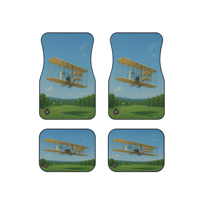 Vintage Wright Flyer Airplane Car Mats, (Set of 4)| Aviation Decor, Unique Gift for Pilots, Classic Car Accessories, Flight Enthusiast