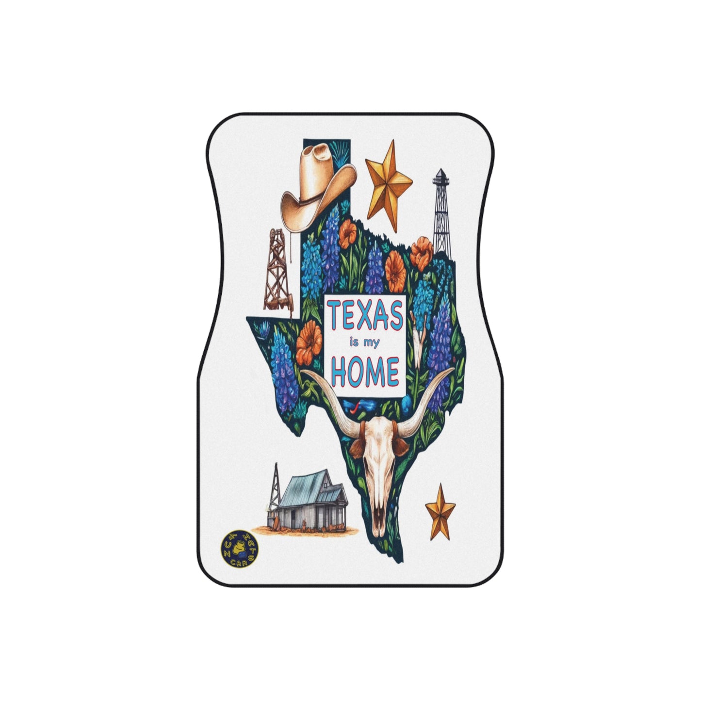 Custom Car Floor Mats (2x Front) - USA - "Texas is my Home" Design