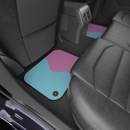 Custom Car Mats (2x Rear) - Retro - Pink and Light Blue