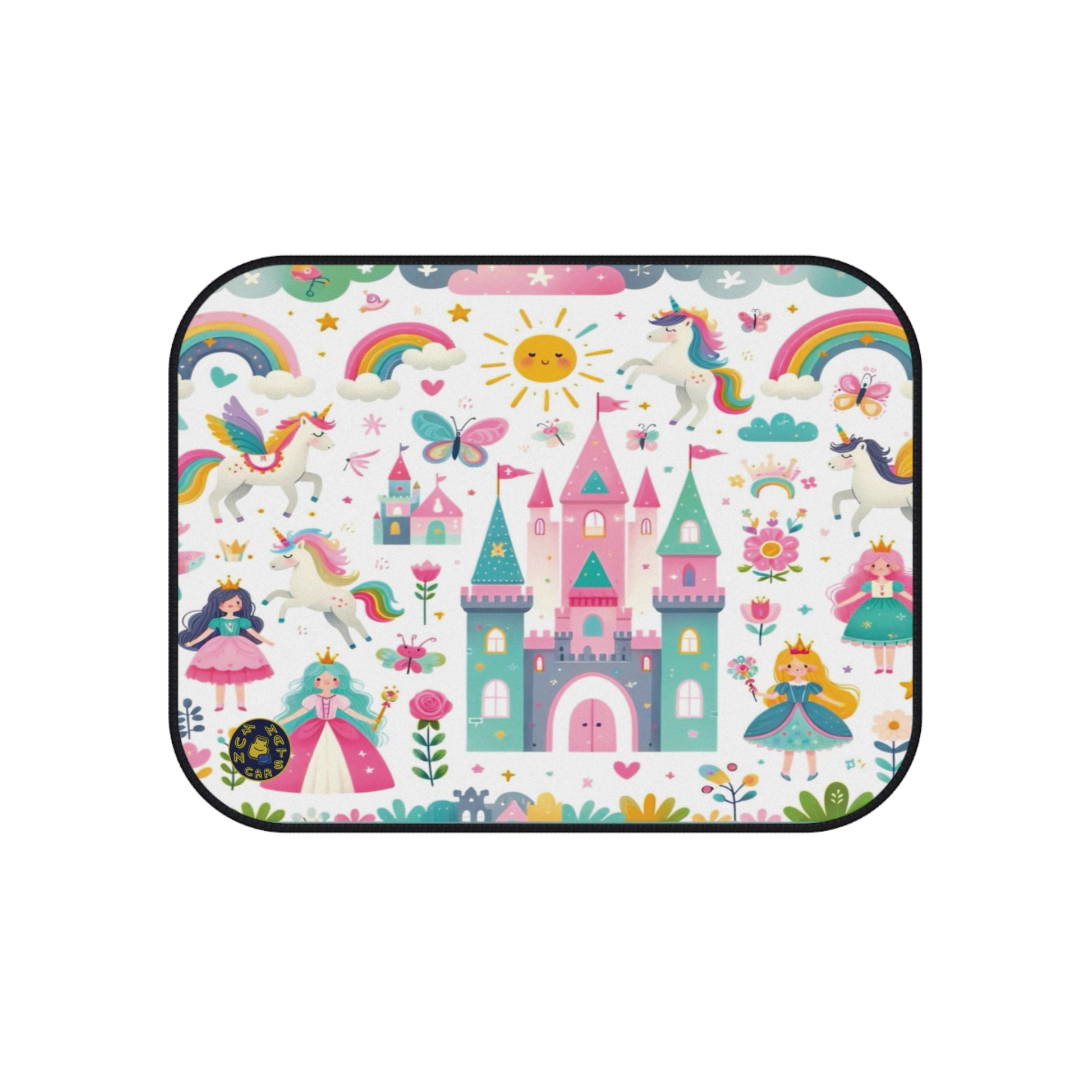 custom car floor mats - kids - princess castle and unicorns 