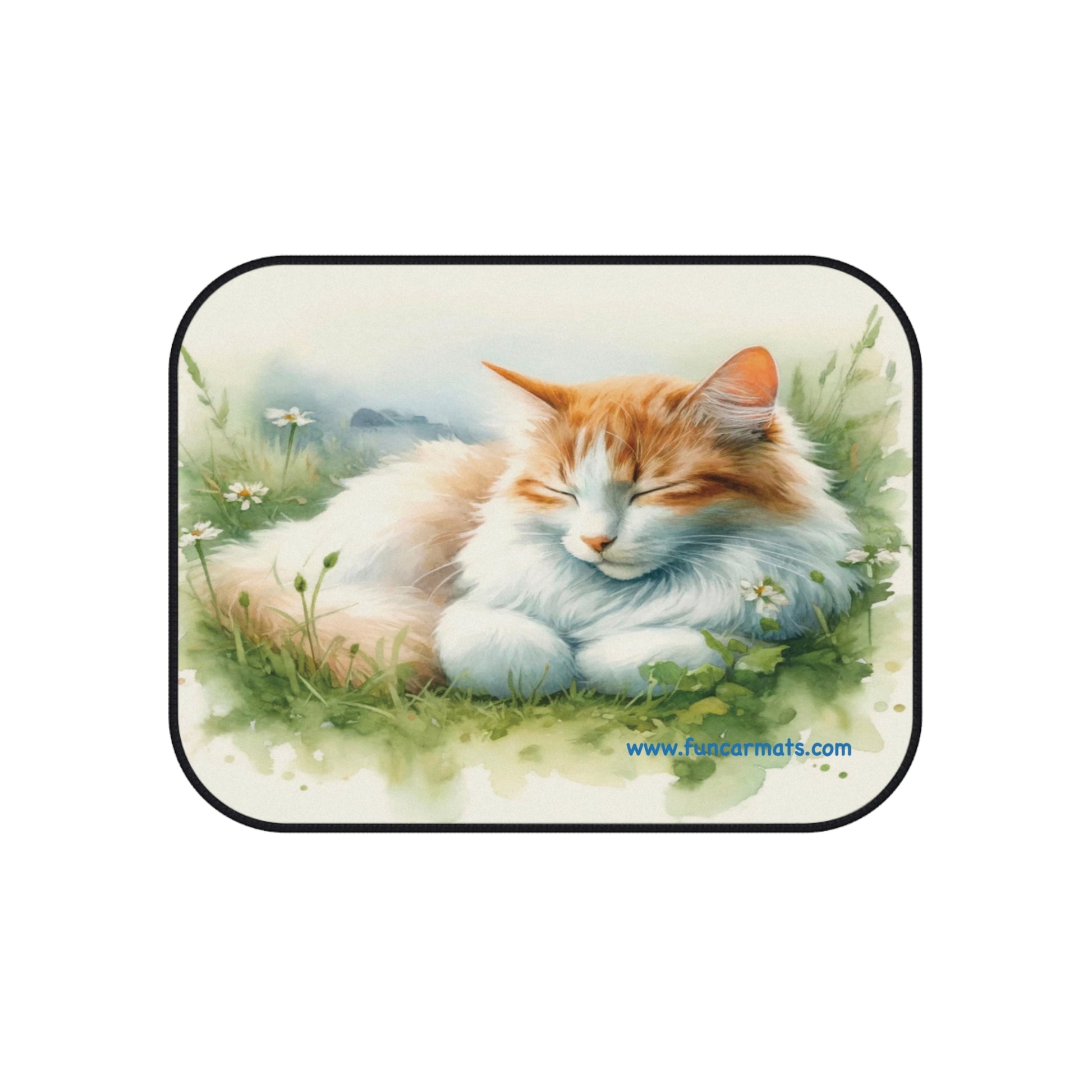 custom car mats - cat resting on the drag