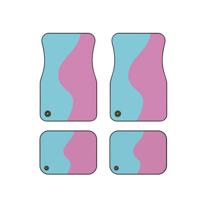 Custom Car Mats (Set of 4) - Retro - Pink and Light Blue