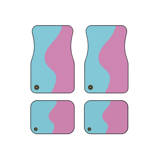 Custom Car Mats (Set of 4) - Retro - Pink and Light Blue