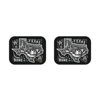 custom car floor mats - USA - Texas black and white flag