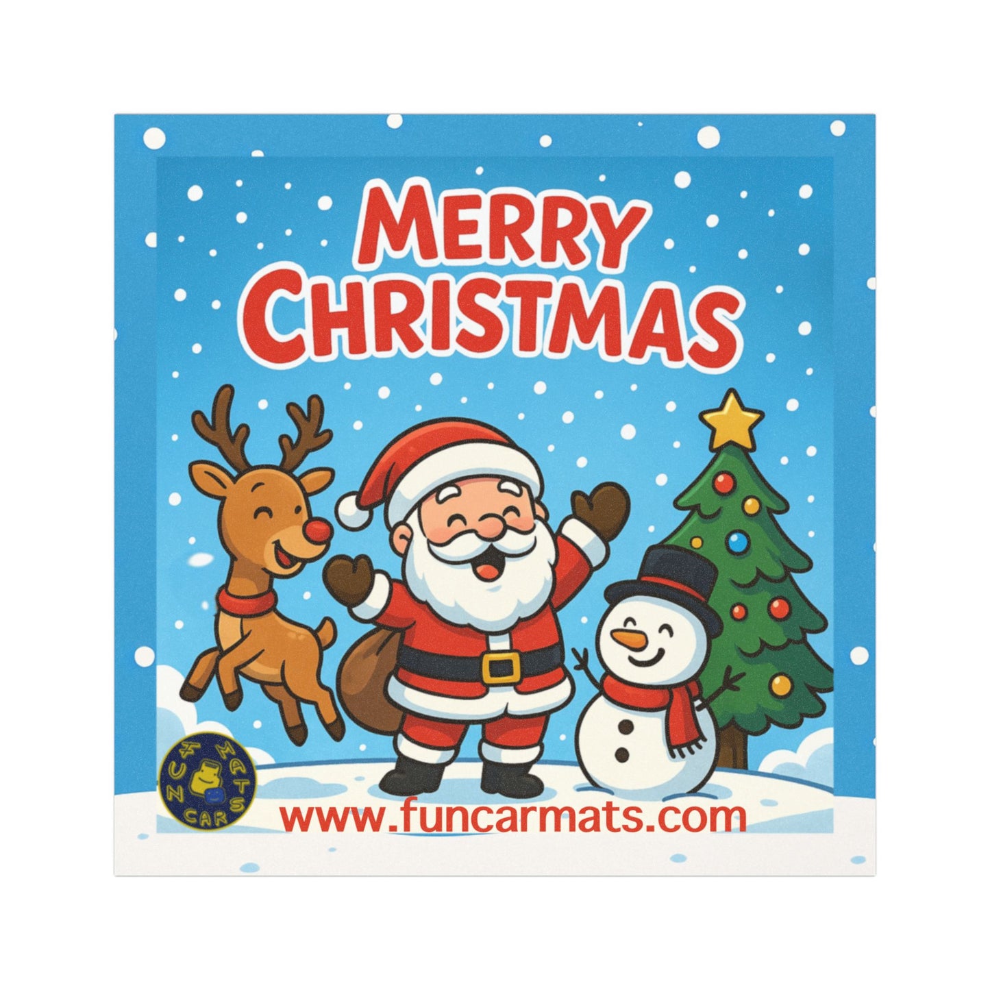 Festive Christmas Car Magnet - Santa, Reindeer, and Snowman Design
