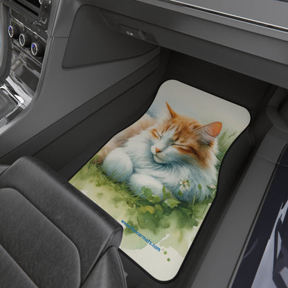 custom car mats - cat resting on the drag