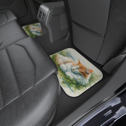 custom car mats - cat resting on the drag