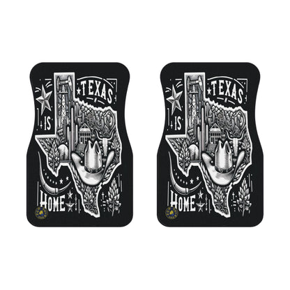 Custom Car Mats (2x Front) - USA - Texas black and white