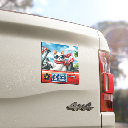 Cool Cat Driving Car Magnet - Fun Automotive Decor
