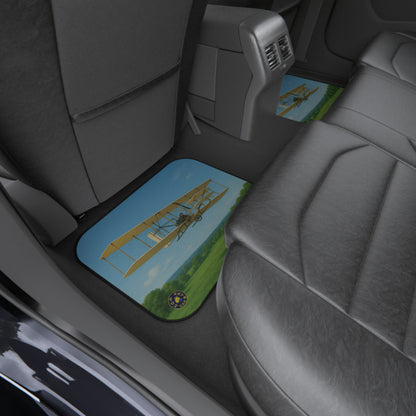 Vintage Wright Flyer Airplane Car Mats, (Set of 4)| Aviation Decor, Unique Gift for Pilots, Classic Car Accessories, Flight Enthusiast