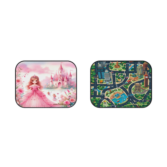 Car Mats (2x Rear) - Kids - Princess and Roads