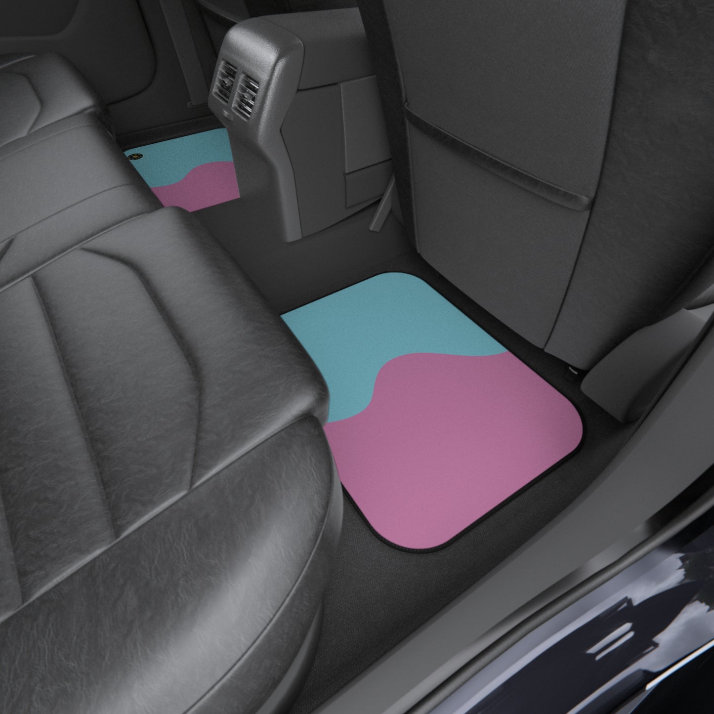 Custom Car Mats (2x Rear) - Retro - Pink and Light Blue