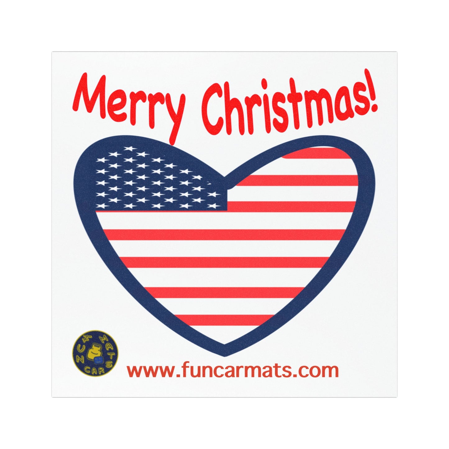 Festive American Flag Car Magnet - Merry Christmas Design