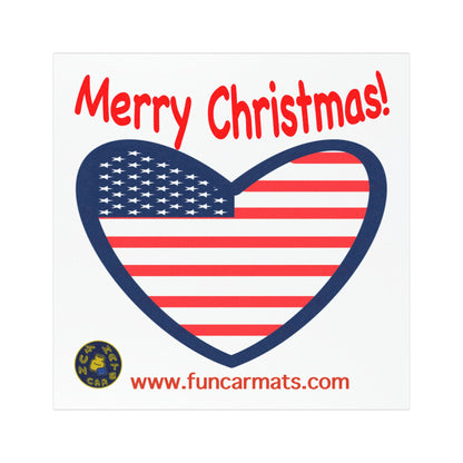 Festive American Flag Car Magnet - Merry Christmas Design