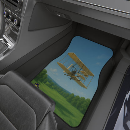 Vintage Wright Flyer Airplane Car Mats, (Set of 4)| Aviation Decor, Unique Gift for Pilots, Classic Car Accessories, Flight Enthusiast