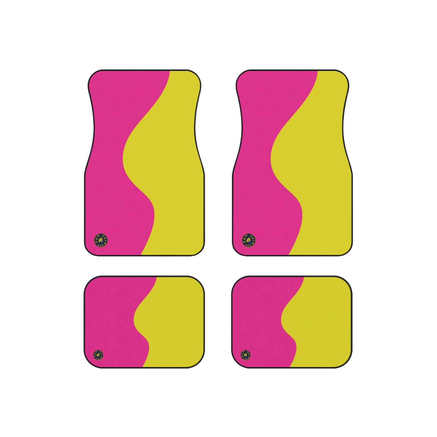 Custom Car Mats (Set of 4) - Retro - Pink and Yellow