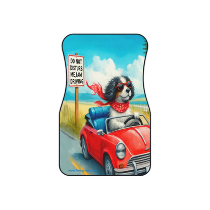 custom car mats - cartoon dog saying DO not disturb me I am driving!