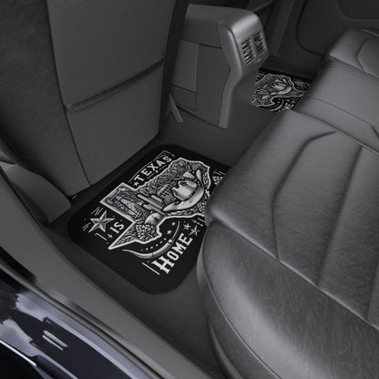 custom car floor mats - USA - Texas black and white flag