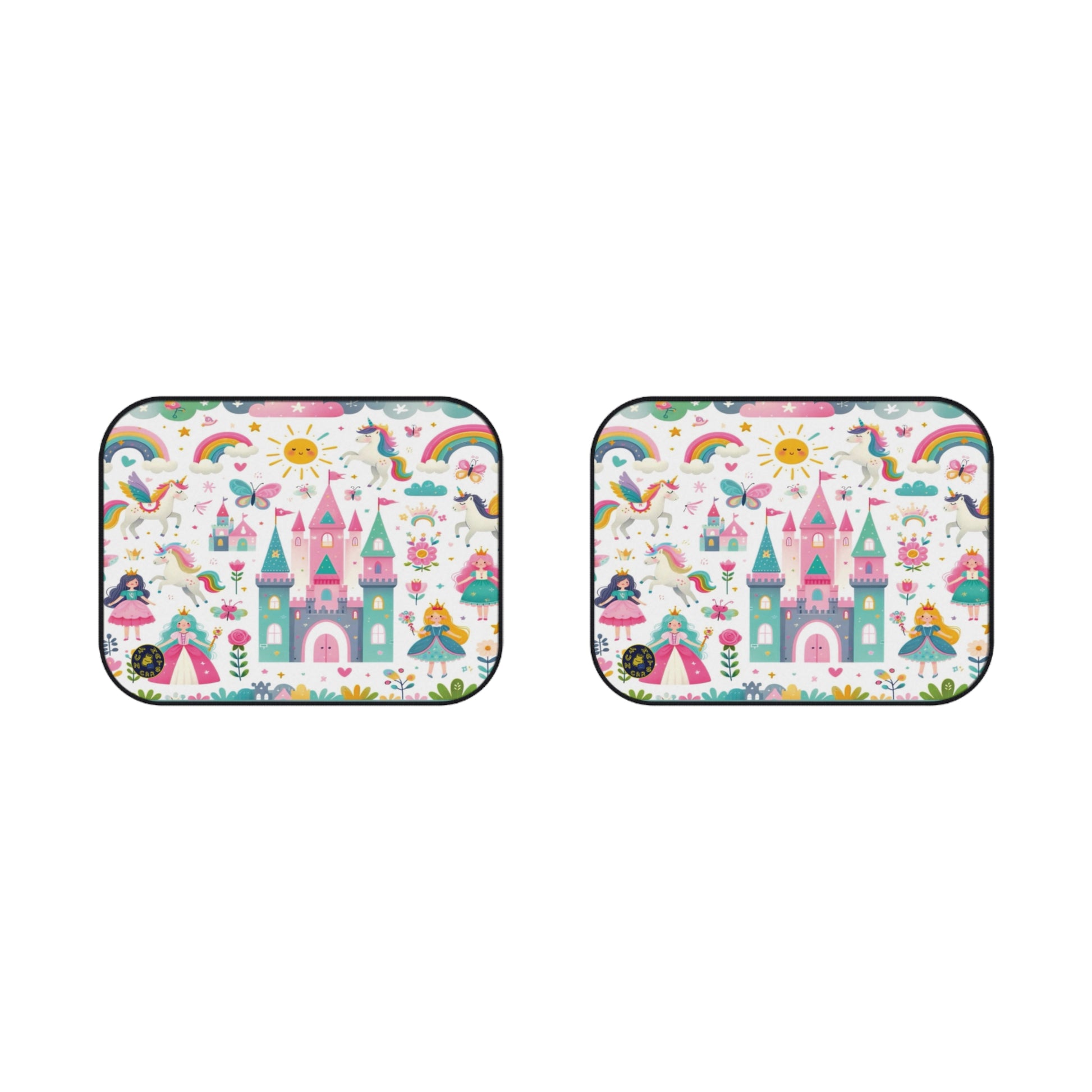 custom car floor mats - kids - princess castle and unicorns 