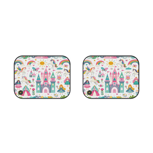 custom car floor mats - kids - princess castle and unicorns 