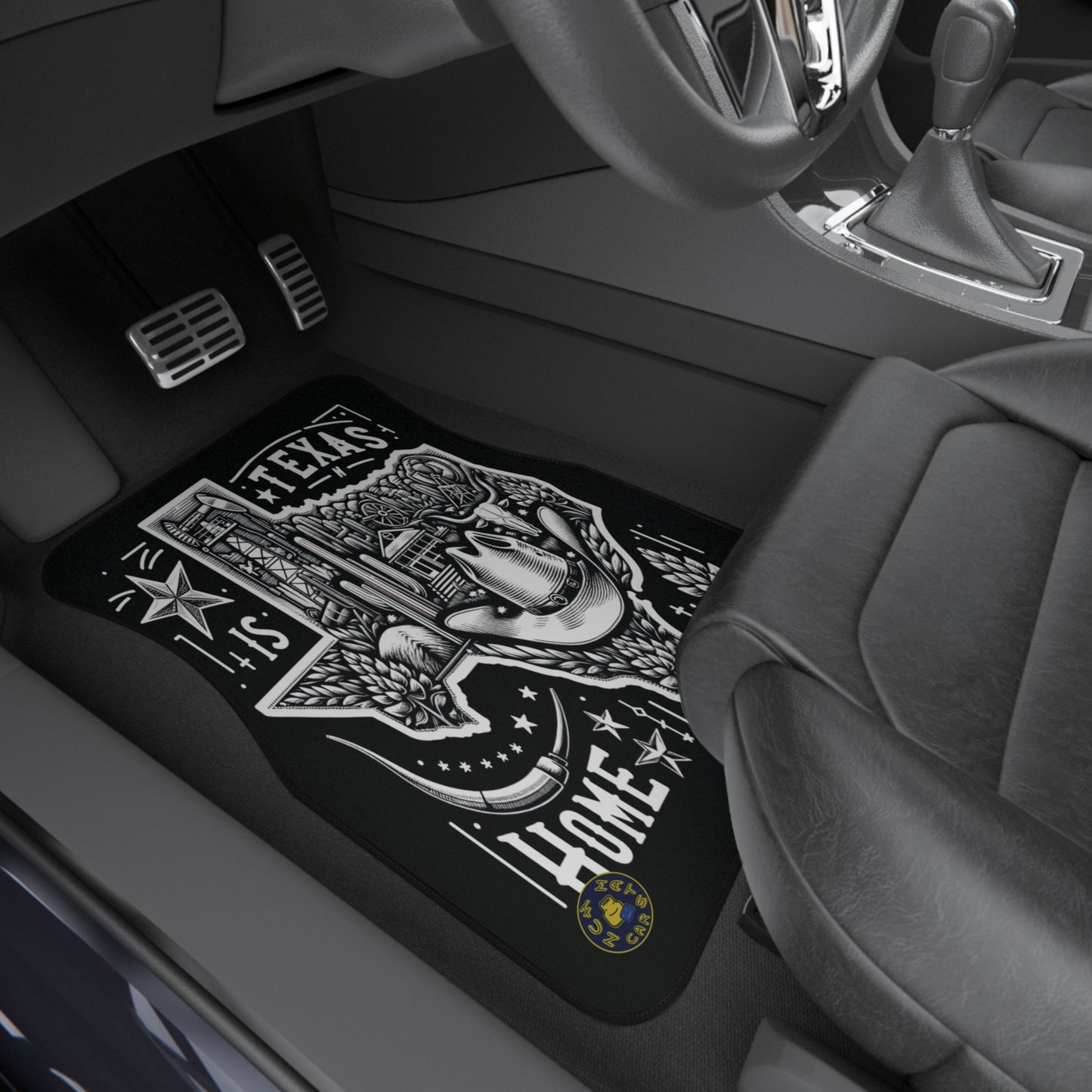 Custom Car Mats (2x Front) - USA - Texas black and white