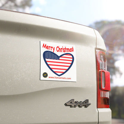 Festive American Flag Car Magnet - Merry Christmas Design