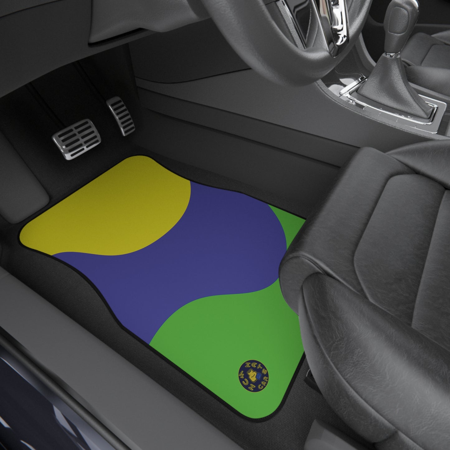 custom car mats - yellow blue and green - set of 4 custom car floor mats 