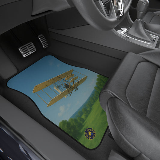Vintage Wright Flyer Airplane Car Mats, (Set of 4)| Aviation Decor, Unique Gift for Pilots, Classic Car Accessories, Flight Enthusiast